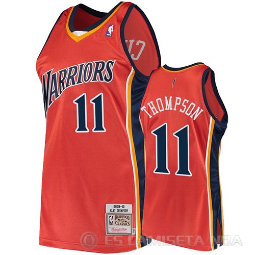 Camiseta Klay Thompson #11 Golden State Warriors 2009-10 Hardwood Classics Naranja - Haga un click en la imagen para cerrar